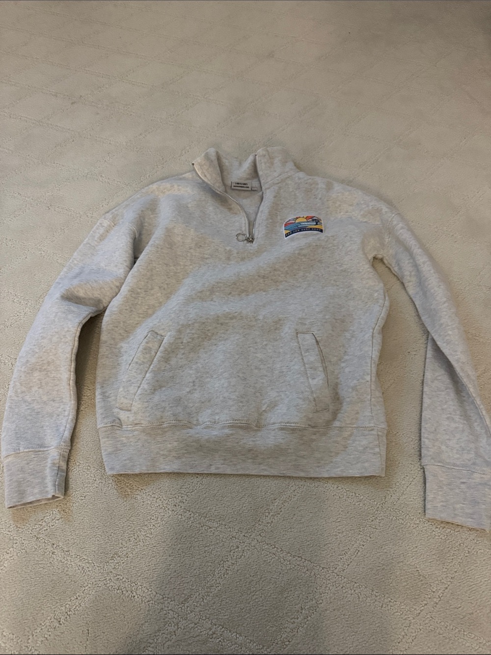 Ron Jon Light Gray Crewneck Pullover with Colorful Surf Patch
